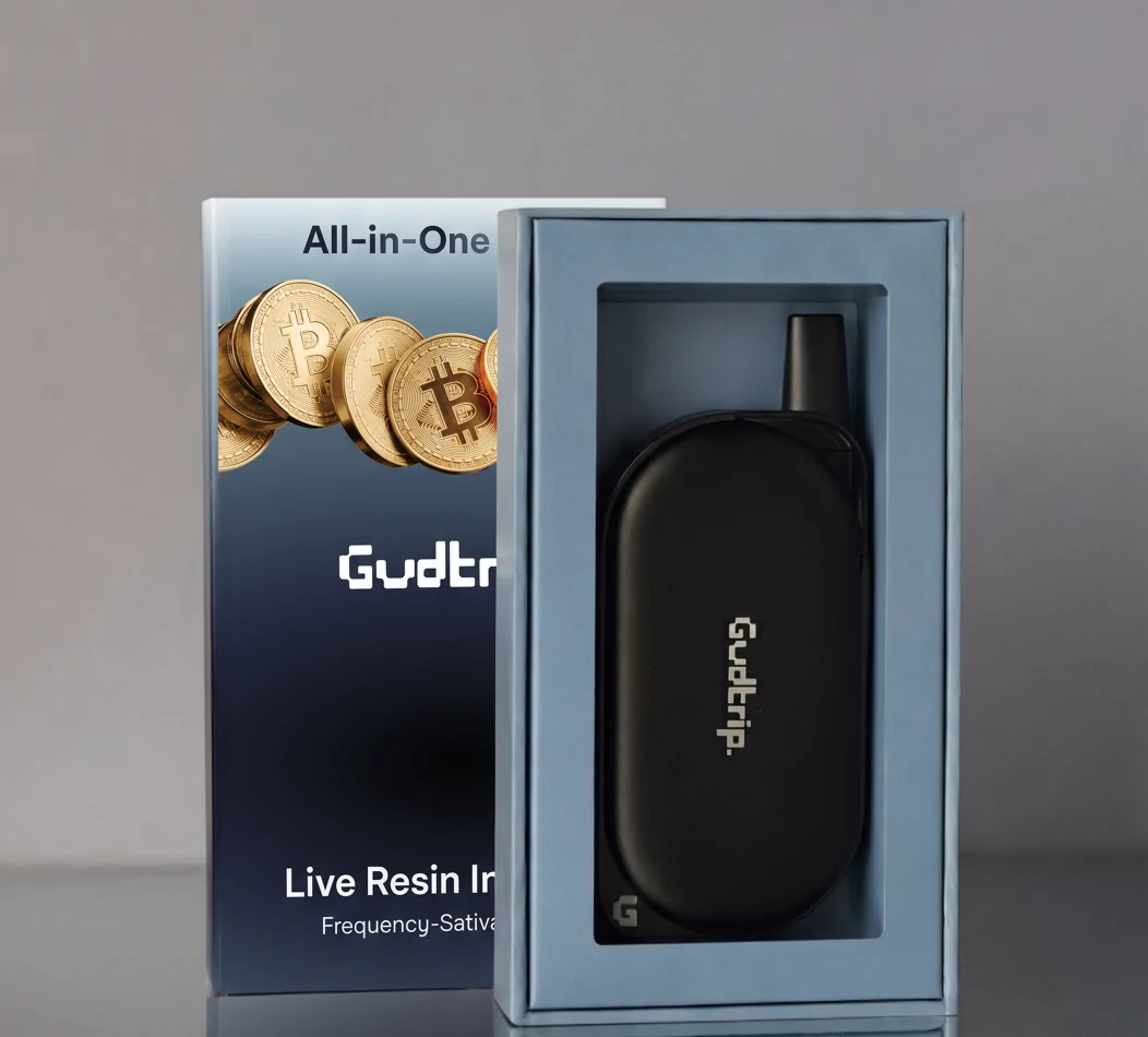 Gudtrip 1.25g Frequency Sativa AIO package and device